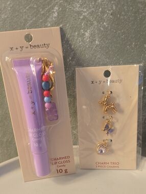 Charmed Lip Gloss Candy with Gummy Bear Charm & 3 Additional Charms New